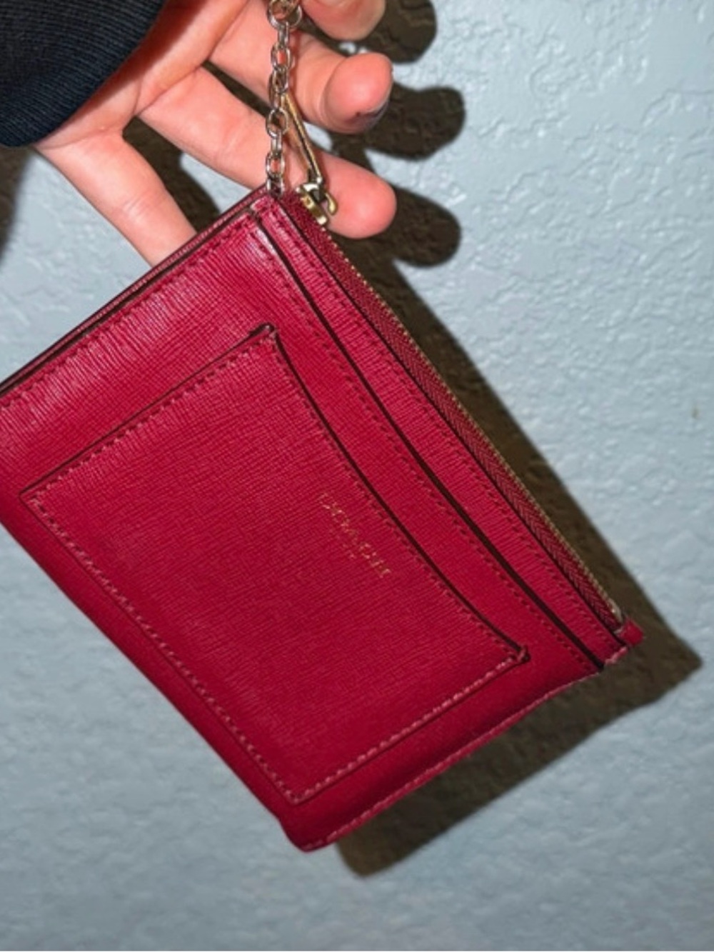 Coach Red Leather Zip Card Case Wallet